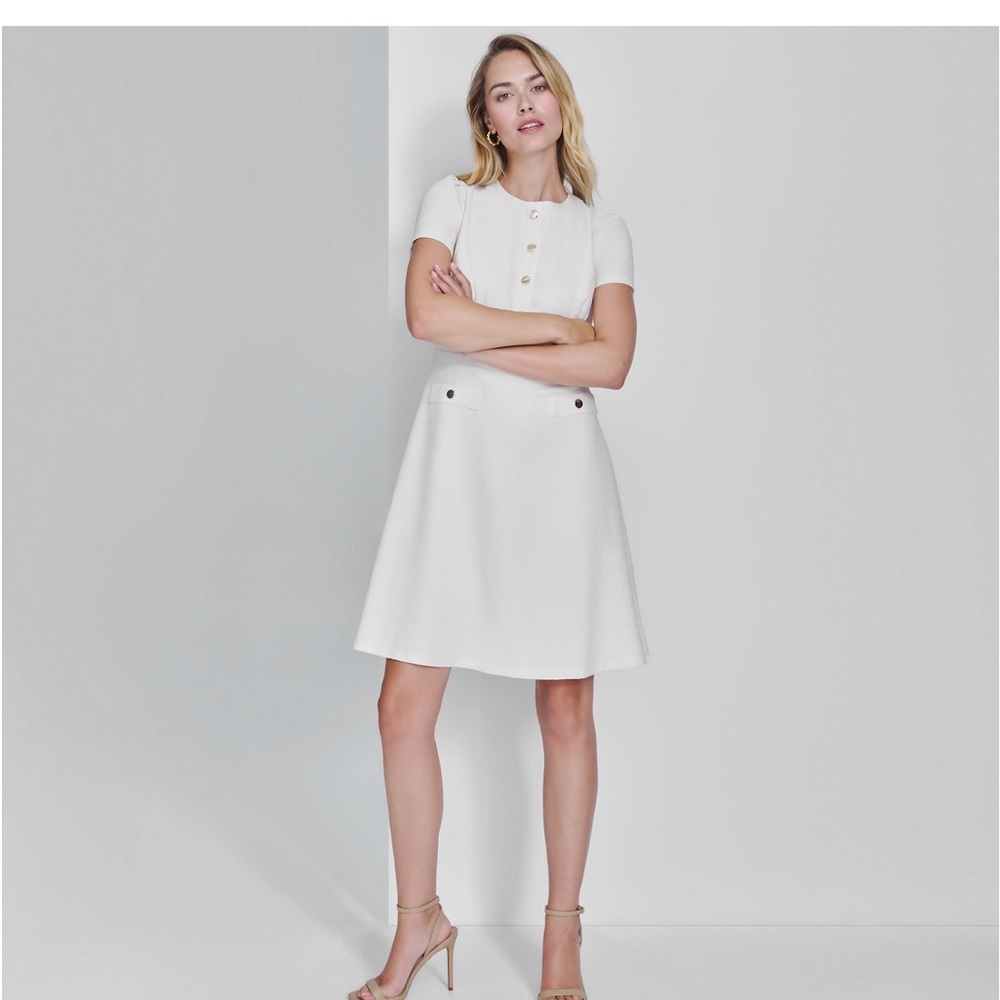 Short sleeve button down front dress